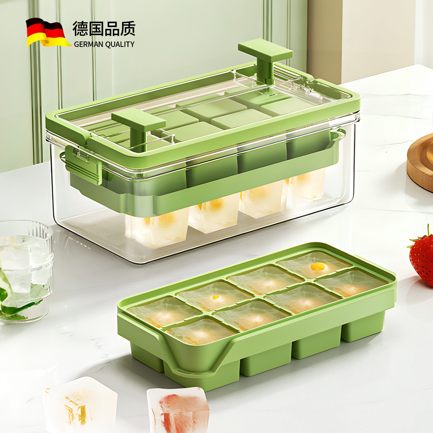 Madors冰块模具大冰块家用冰格制按压冰盒超大容量食品级冰箱自制