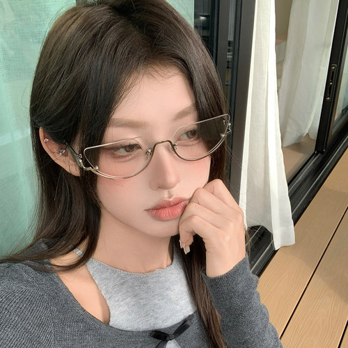 新款复古金丝半框眼镜女款