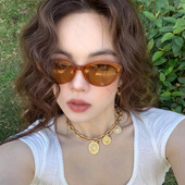 新款 网红猫眼墨镜辣妹潮复古百搭小红书爆款 太阳镜女防紫外线出游