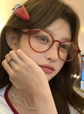 新款TR90超轻红色近视眼镜架女复古文艺防蓝光眼镜网红素颜眼镜框