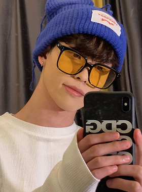 黄色墨镜防紫外线方形复古男女