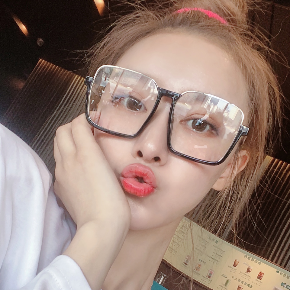 网红超大下半框眼镜框ins方形