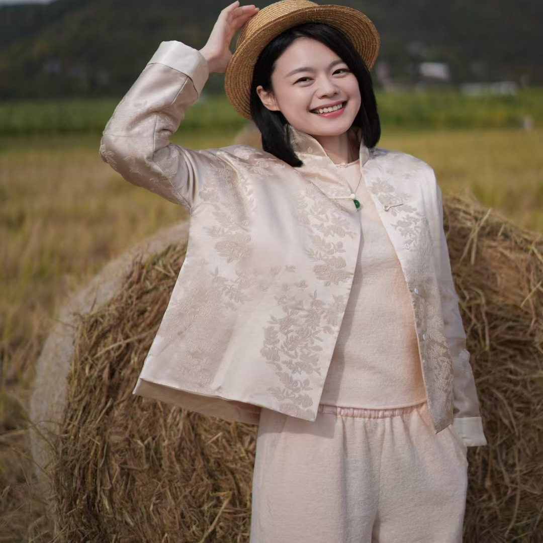 SONG YI新中式改良原创设计小众桑蚕丝立领对襟铺棉宽松简洁外套