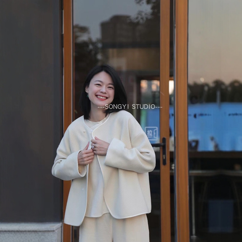 新中式短外套羊毛羊绒混纺