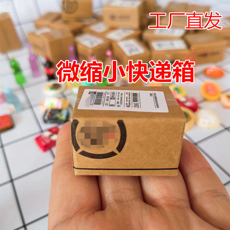 迷你盲盒快递小纸箱仿真瓶子饮料微缩树脂食玩娃娃屋场景厂家批发
