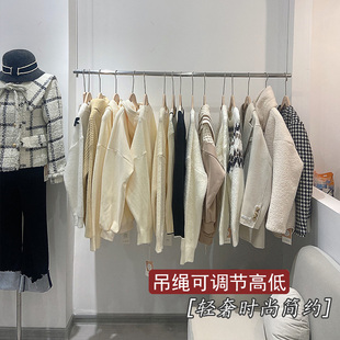 店不锈钢拉丝展示架侧挂上墙陈列架悬挂衣架女装 服装 吊架简约轻奢