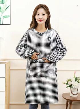 纯棉双层围裙防溅水家用洋气可爱耐脏透气防污夏天罩衣