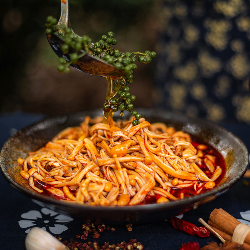 惠川蒜香金针菇四川泡菜小菜咸菜开胃下饭菜榨菜145g*4瓶装