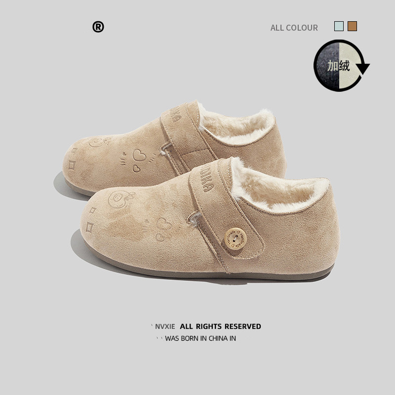 BEIE一脚蹬外穿保暖勃肯鞋女2025新款冬季百搭休闲加绒棉鞋女款