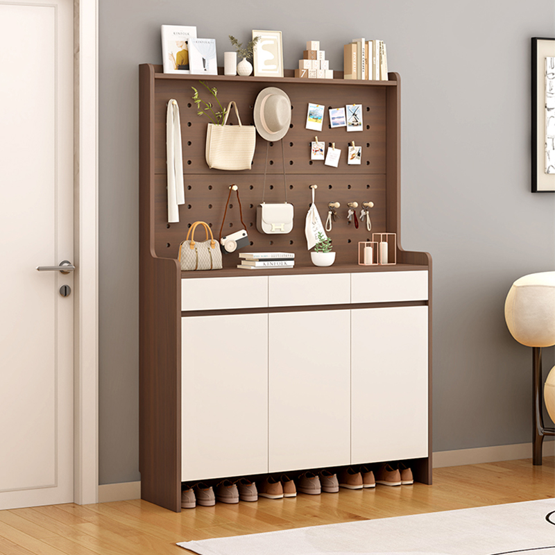 鞋柜玄关柜一体家用门口靠墙入户门隔断柜现代简约洞洞板储物柜子