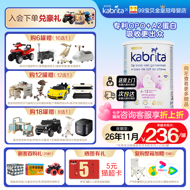 26.11荷兰佳贝艾特2段羊奶粉800g