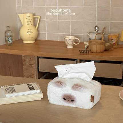 原创可爱小猫馒头猫pupu毛绒纸巾盒ins风韩系简约毛绒抽纸盒礼物