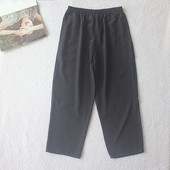 真丝九分女裤 03双绉女装 简约百搭夏裤 黑色 100桑蚕丝松紧裤 时尚