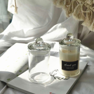 DIY香薰蜡烛玻璃容器 带盖密封玻璃杯 手工自制香薰蜡烛材料包