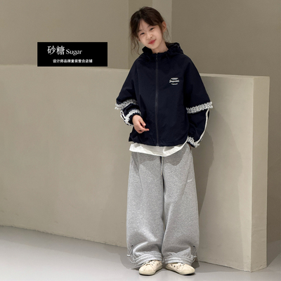 jasper韩国波拉童装2025秋款女童外套韩版中大童长袖夹克宽松上衣