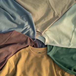 Liberty Kostume 华夫格长袖T恤休闲秋冬打底衫男士国潮街头卫衣