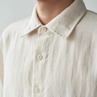 Liberty Kostume 极简风衬衫男长袖休闲翻领亚麻米白简约百搭上衣