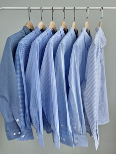 Kostume 条纹格子蓝白男士 秋春季 蓝控休闲宽松长袖 衬衫 Liberty