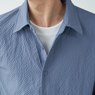 Liberty Kostume 泡泡纱衬衫 春季新款蓝色衬衫长袖休闲男女