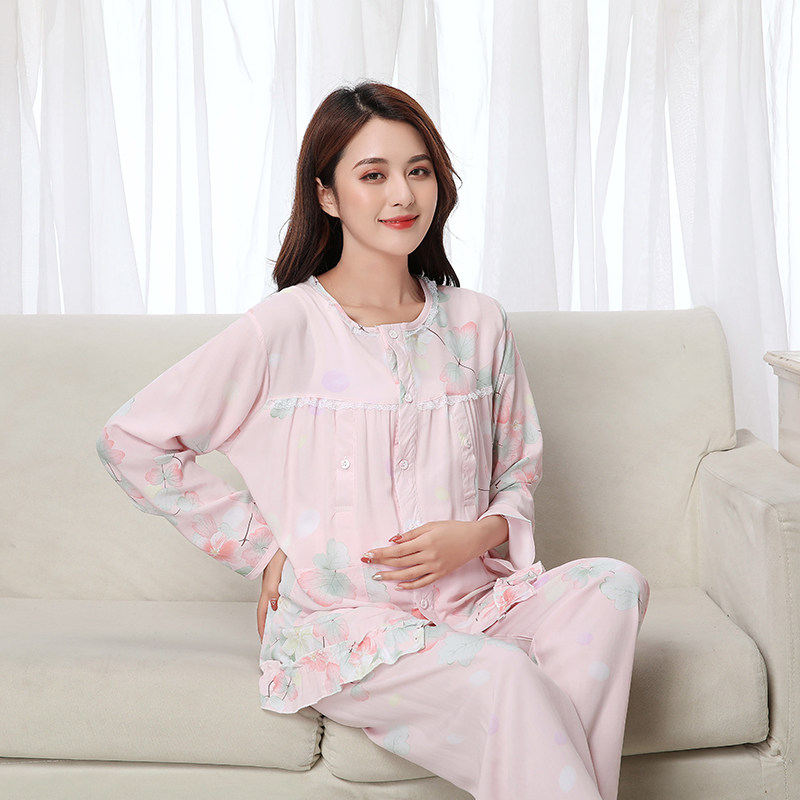 绵绸产妇哺乳开衫月子服长袖睡衣