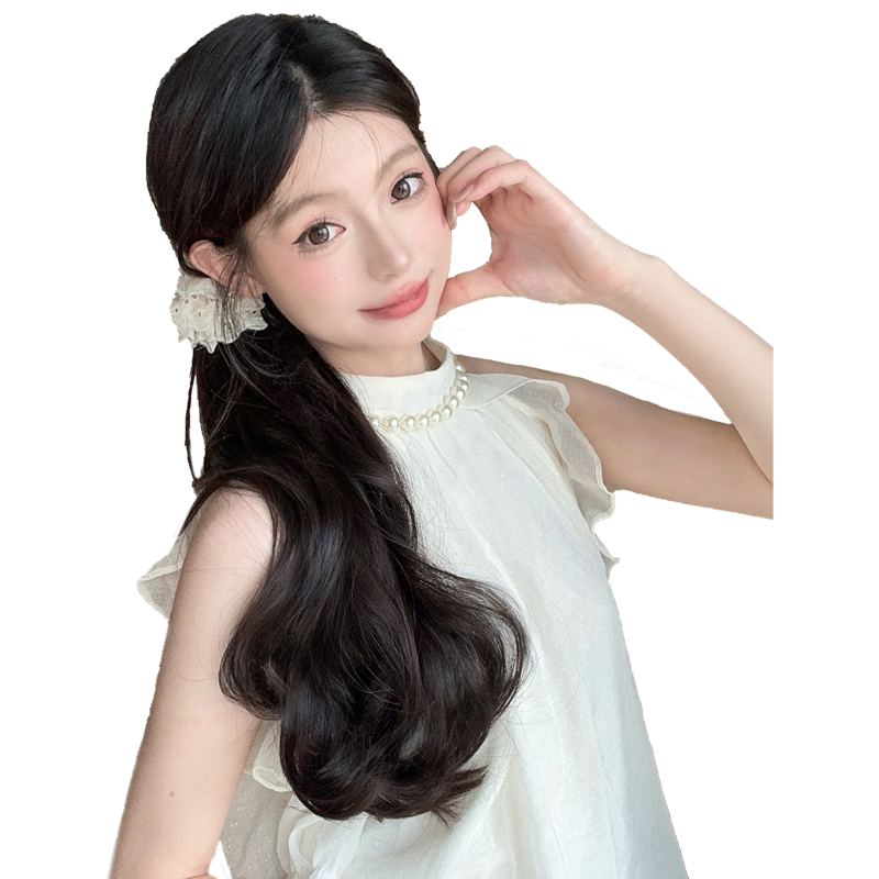马尾假发女慵懒侧边梨花长卷发抓夹低马尾露思同款大肠发圈假辫子