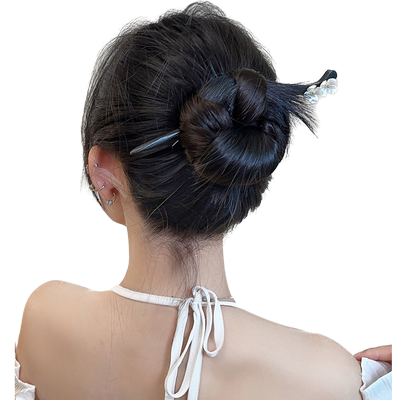 梵舌妮丸子头假发自绕发束新中式