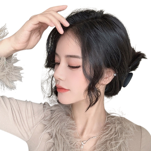 八字刘海假发片女自然前额真发中分法式假刘海隐形无痕鬓角假发片