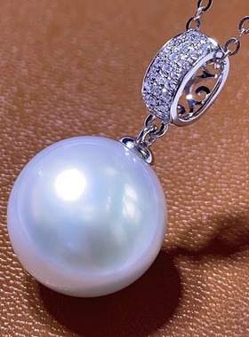 925银澳白珍珠吊坠维纳斯冷光白绸缎光泽法式珍珠澳母贝锁骨链女
