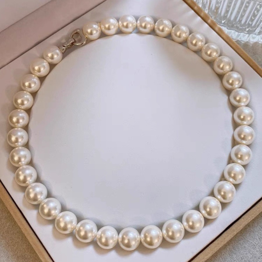 消失的她项链倪妮同款925澳白珍珠项链女强光轻奢港风锁骨链礼物