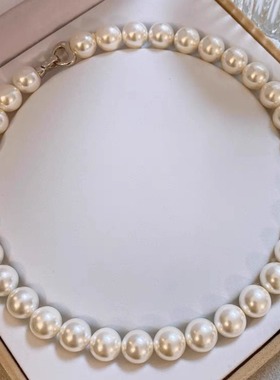 消失的她项链倪妮同款925澳白珍珠项链女强光轻奢港风锁骨链礼物