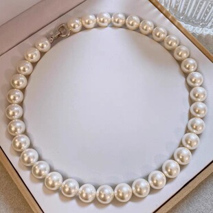 消失的她项链倪妮同款925澳白珍珠项链女强光轻奢港风锁骨链礼物