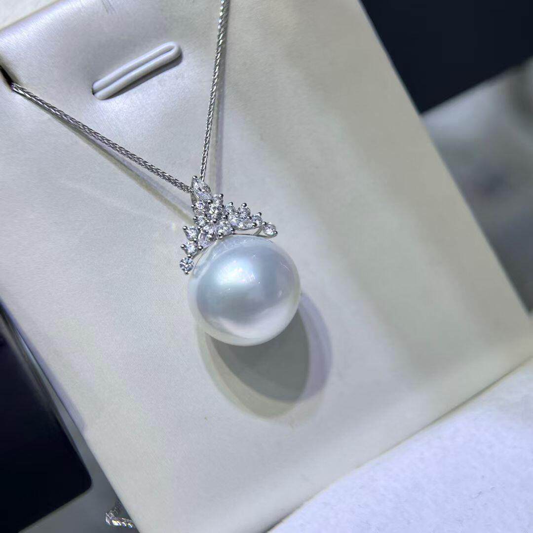 热巴同款珍珠吊坠925银澳白珍珠吊坠项链女法式澳白珍珠锁骨链新