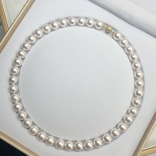 倪妮同款Akoya珍珠项链粉光珍珠锁骨链女正圆akoya珍珠满钻磁吸扣