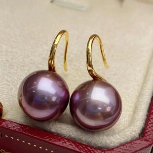 925银高跟鞋耳坠高级感忧郁的紫罗兰珍珠耳饰紫珍珠耳钉北欧风情