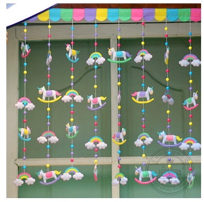 包邮彩虹小马布艺门帘玄关门挂饰墙挂手工diy免裁剪不织布材料包