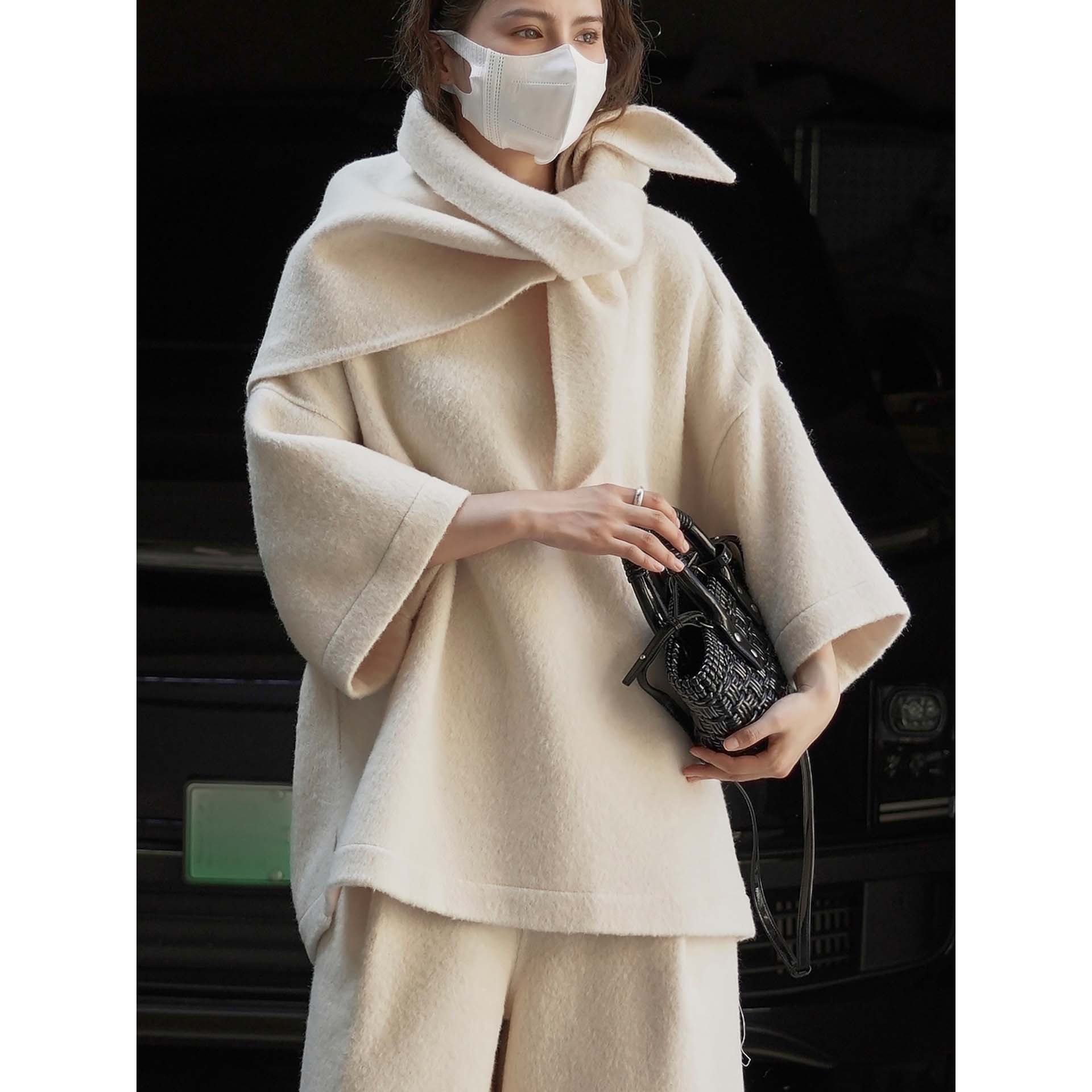 设计感T恤带披肩亲肤宽松上衣女