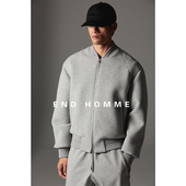 END HOMME 日本复合棉混纺空气层廓形立领棒球服卫衣夹克男短外套
