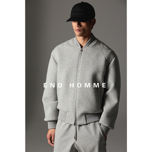 END 日本复合棉混纺空气层廓形立领棒球服卫衣夹克男短外套 HOMME