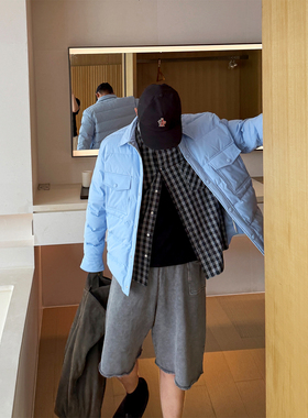 am*i宽松轻量休闲90白鹅绒衬衫式羽绒服男士秋冬轻薄款保暖外套潮