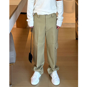 卡其色多口袋工装 休闲裤 男秋冬新款 重磅进口面料 百搭阔腿直筒裤