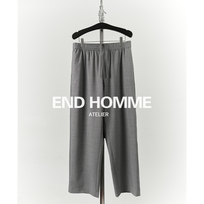 END HOMME Moncle*澳洲羊毛ROW可机洗抽绳松紧腰通勤休闲直筒西裤