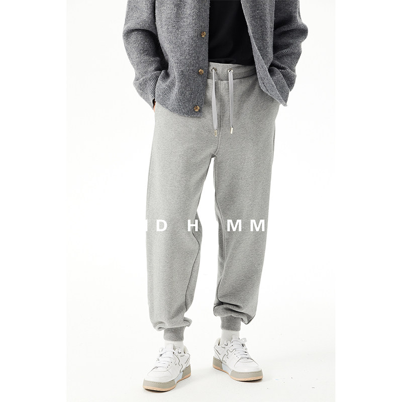 秋季澳棉460g美式束脚卫裤男潮牌高端灰色运动裤休闲裤加厚裤子潮