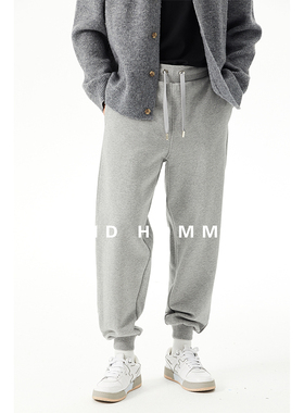 秋季澳棉460g美式束脚卫裤男潮牌高端灰色运动裤休闲裤加厚裤子潮