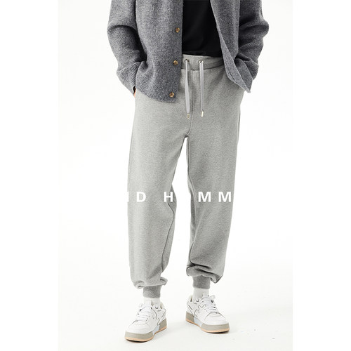 秋季澳棉460g美式束脚卫裤男潮牌高端灰色运动裤休闲裤加厚裤子潮