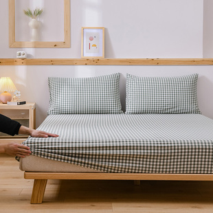 无印良品日式 水洗棉床笠单件全棉被单学生宿舍单人纯棉床罩0.9m1m