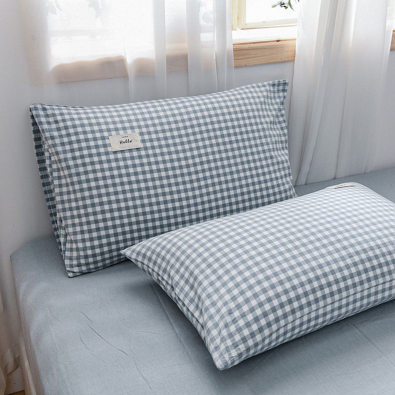 无印良品日式床上纯棉枕头套家用成人单人学生格子枕套全棉一对装,床上用品,枕套,淘宝优惠券,粉丝福利购,淘宝优惠卷