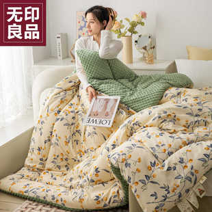 无印良品A类秋冬季 春秋被单人宿舍加厚冬被 被子豆豆绒被双人被芯