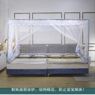 防虫蟑螂全封闭六面外穿杆T门拉链全底防摔蚊帐榻榻米火电炕订做