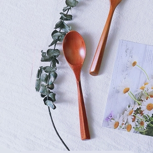 木勺创意菱形柄木勺子家用调羹成人吃饭木勺木制常规尺寸通用木勺