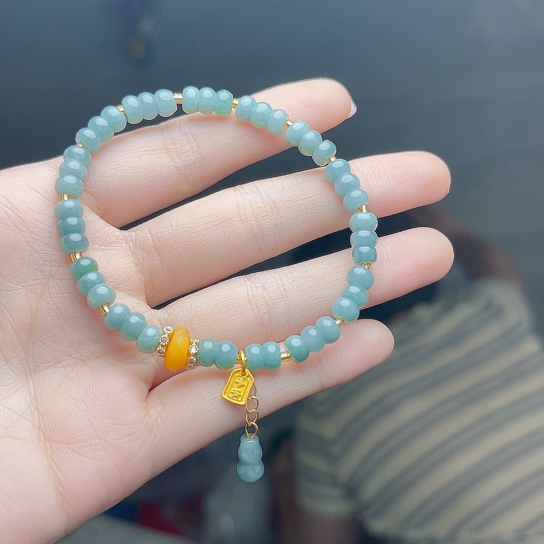 天然蓝水翡翠算盘手串卡 4/5mm